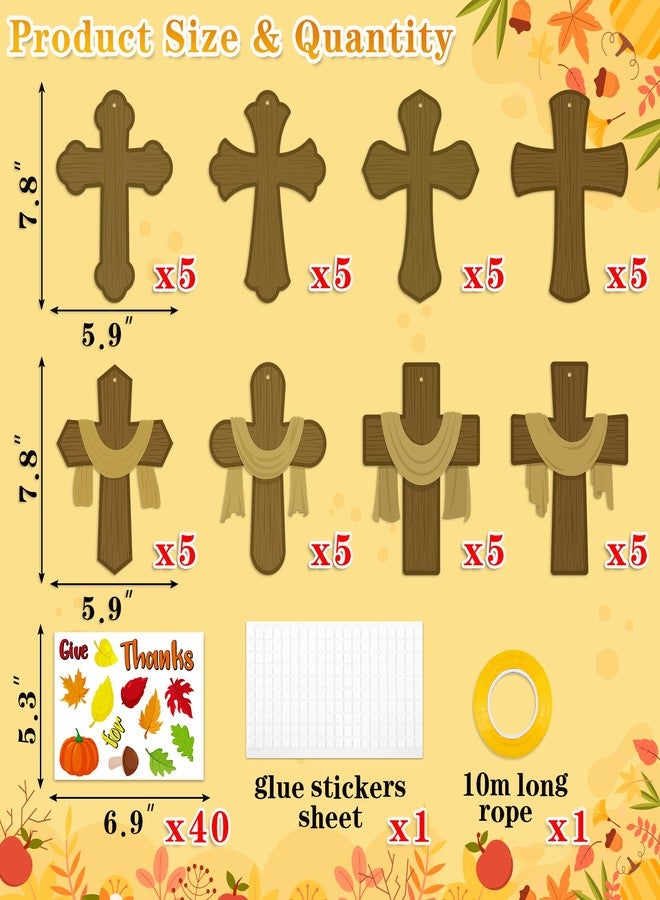80UncleKimby 40Sets Thanksgiving Crafts for Kids Christian Fall Cross Hanging Decorations Religious Classroom Sunday Activity Autumn Church Party Gifts - Image 3